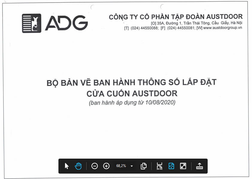 Bản vẽ thông số lắp đặt cửa cuốn Austdoor